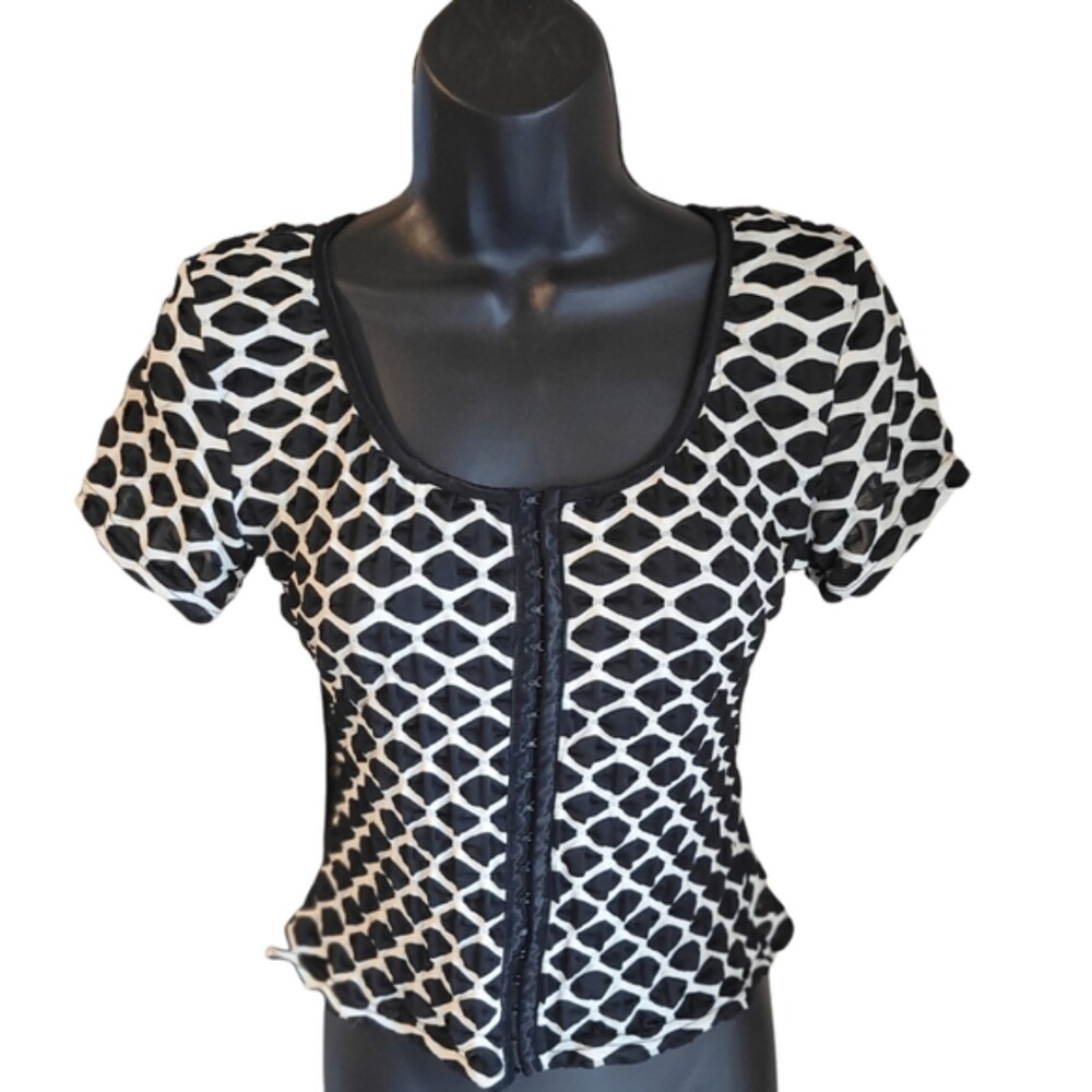 XS Clothing Black/White Corset Crop Top/Blouse Size Medium
